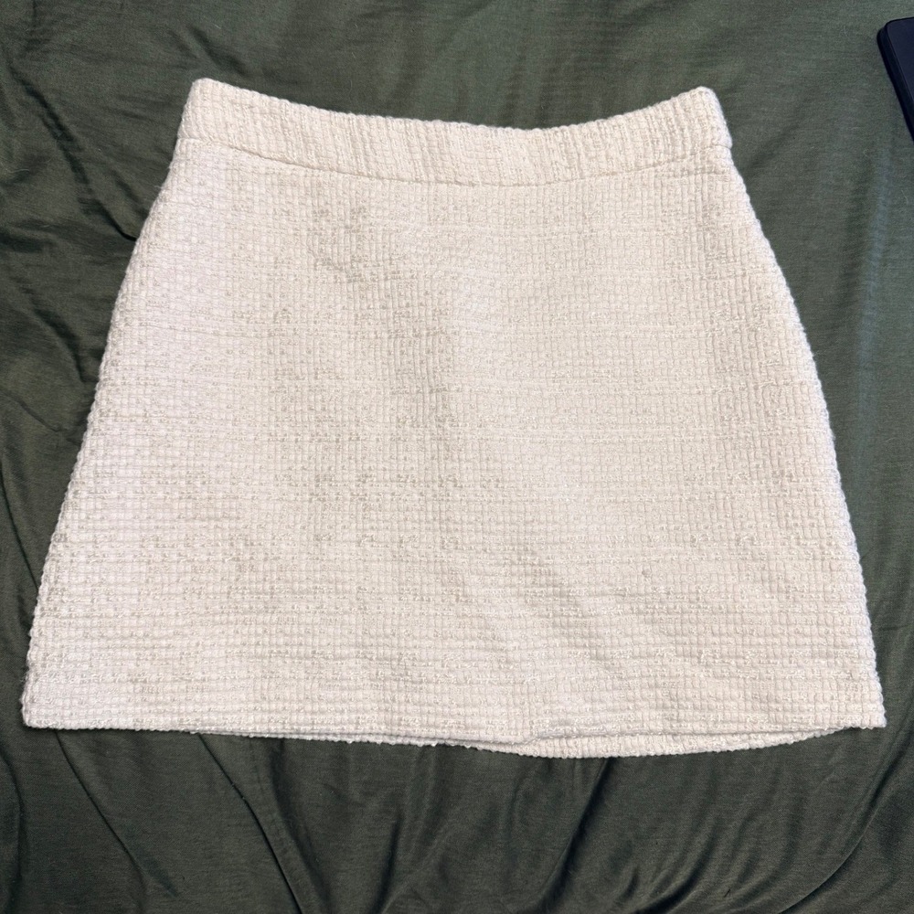 NWT H&M Cream Tweed Mini Skirt Women's Size 8 A-Line